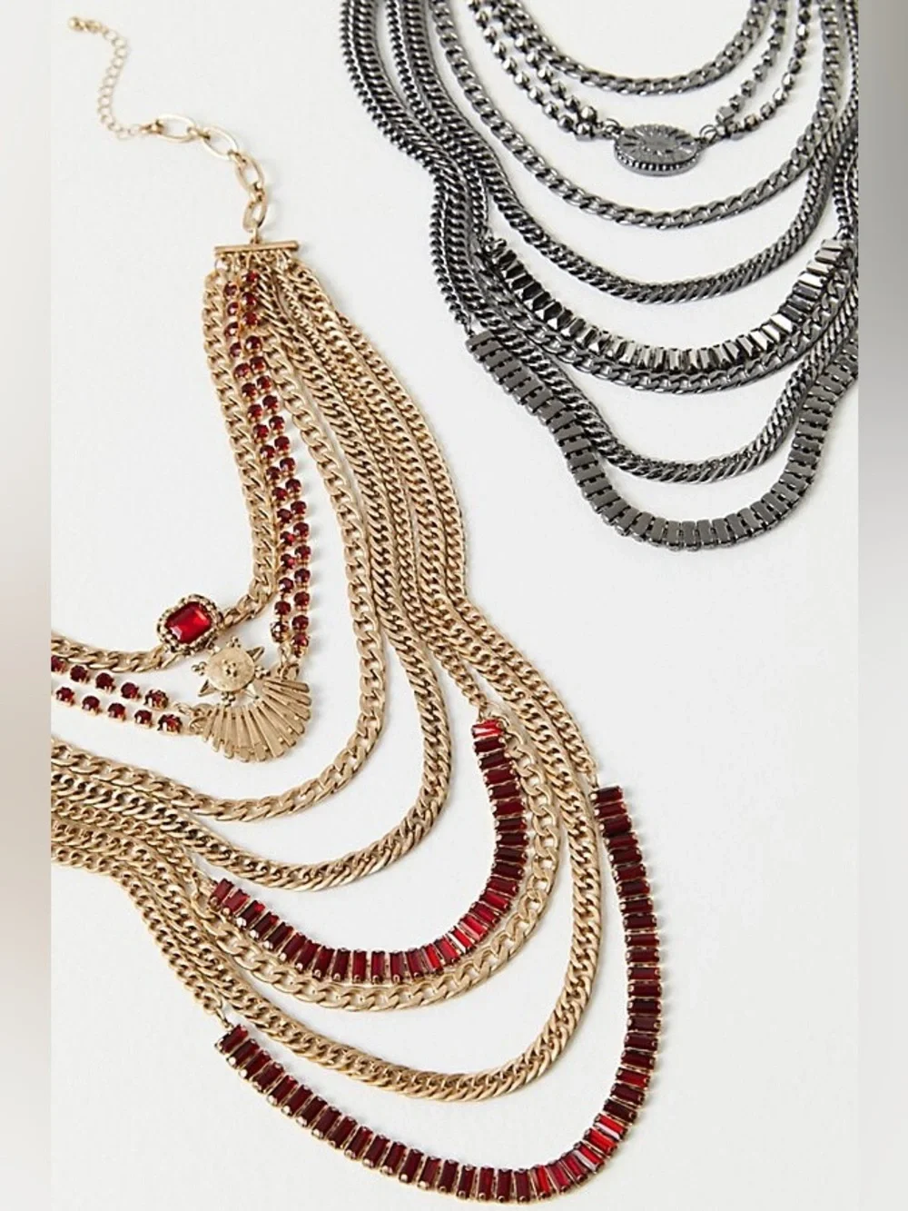 New🌟Free People-The Pistols Stacked Chain Choker-Gold Red